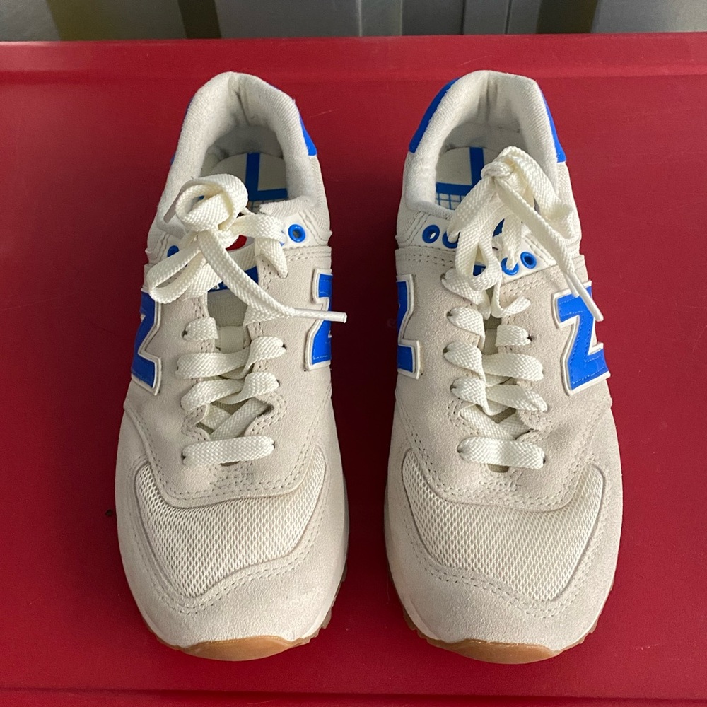New Balance Blue and Tan Athletic Sneakers with Chunky Sole